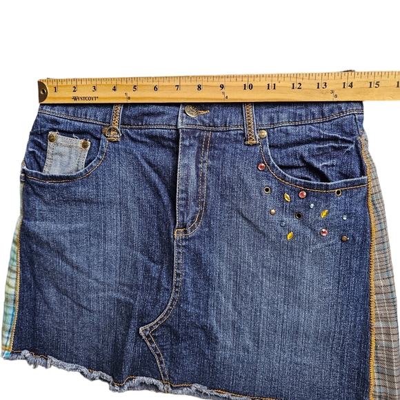 Nickelodeon Zoey 101 Denim Patchwork Mini Skirt euc - Picture 5 of 13